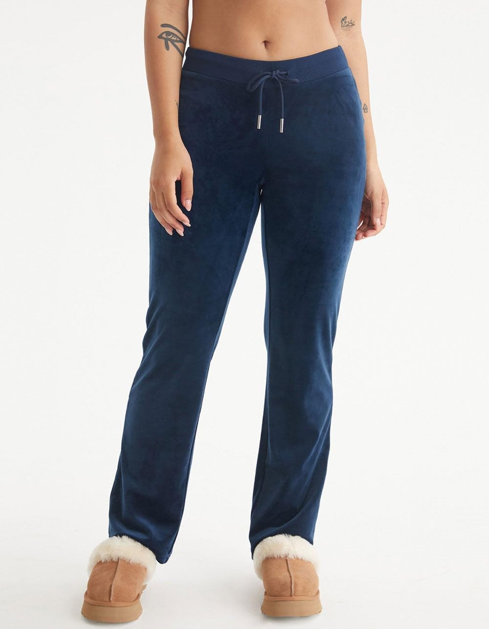 Juicy Couture Womens Rib Waist Velour Pants with Drawcord