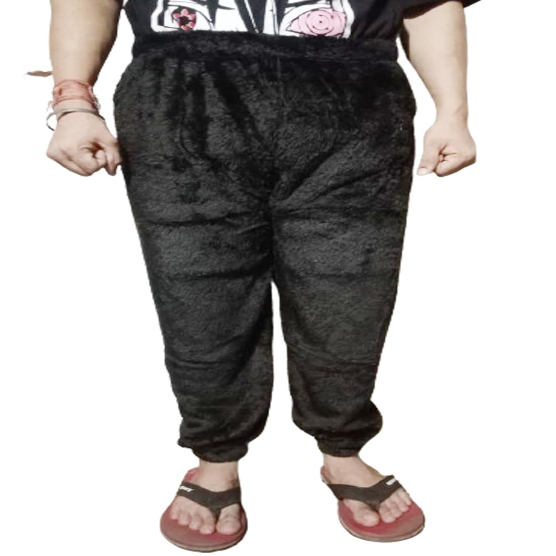 ukal Women's and Men's Winter Sleepwear Nightwear Bottom Pajama Lounge Pants Warm Fleece (Black, Small)-picture-35