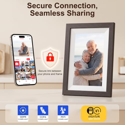 Digital Picture Frame, 10.1" Frameo Digital Frame WiFi with 1280x800 HD IPS Touch Screen, Auto-Rotate, Wall Mountable, Instant Share Photos & Videos from Phone via App, Brown Wood - image 6