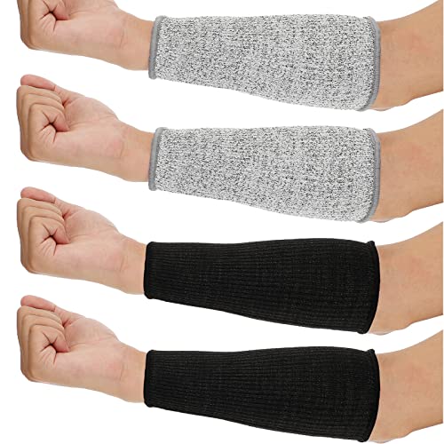 4 Pares Protecciones de Brazo para Piel Fina Protectores de Manga de Brazo Resistentes al Calor de Corte y Quemadura de Moretones Mangas Protectoras Antebrazo (Negro, Gris)