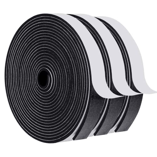 Image of MAGZO Weather Stripping Door Seal, 3 /4 Inch Wide X 1 /8 Inch Thick Adhesive Foam Tape Soundproof Weatherstripping for Windows, 3 Rolls Total 50FT Black