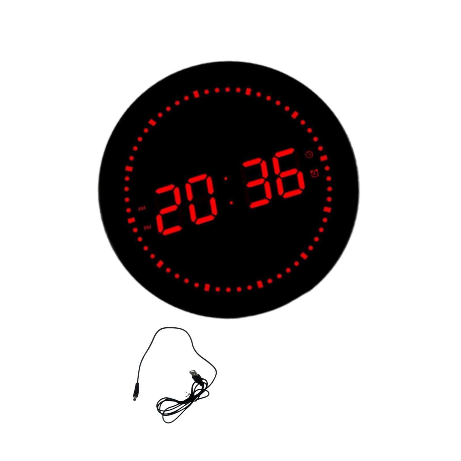 Yixannx Round Digital Alarm Clock With Usb Cable Temperature Month Day Week Display School Living Room Office Living Room School Office Lobbies Mall Hotel