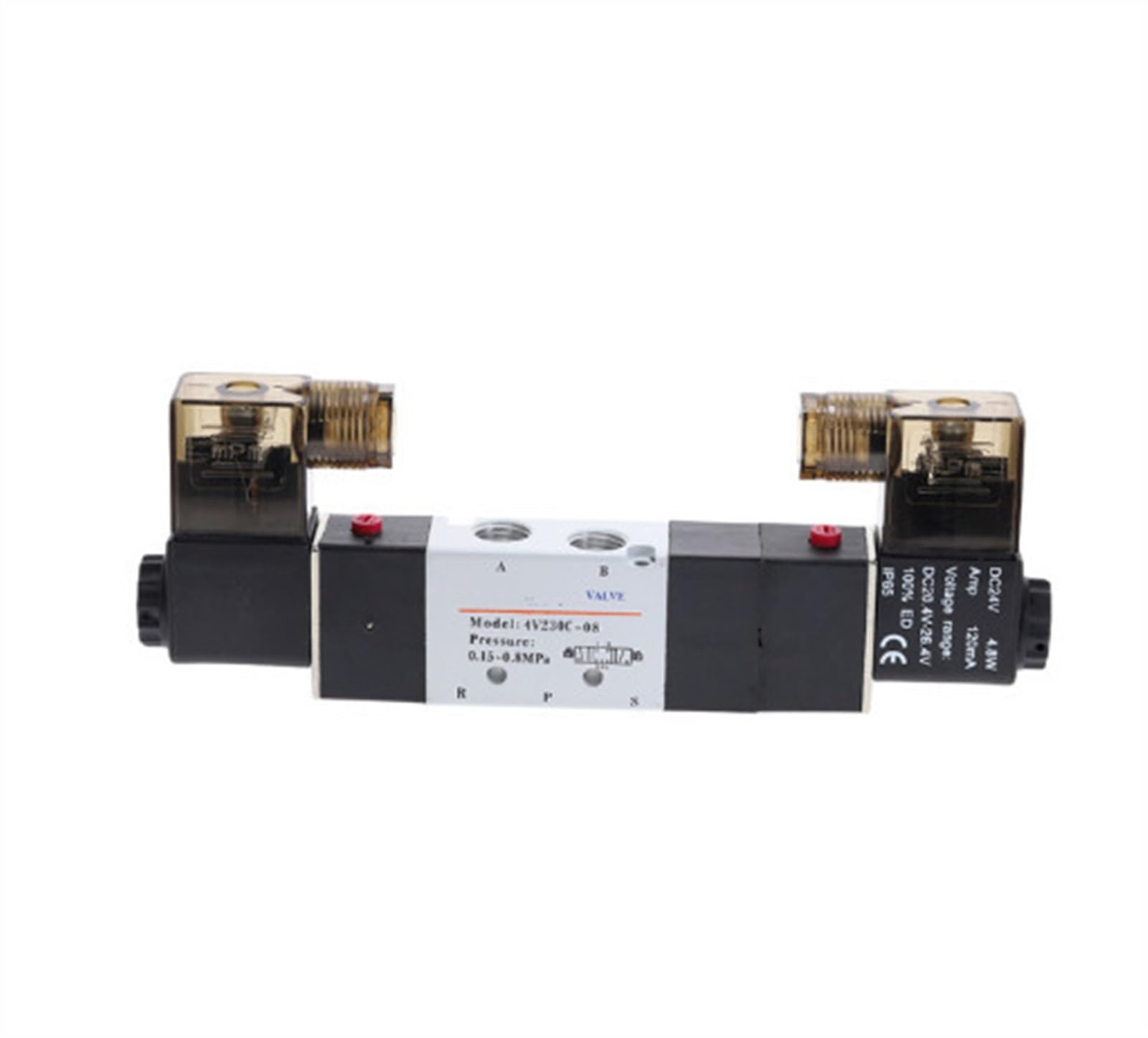 AWWVRLMM 4V230C-08 5 Way 3 Position 1/4" Pneumatic Solenoid Valve DC12V DC24V AC110V AC220V(DC12V)