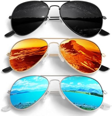 Pilot Sunglasses Men Womens Lightweight Metal Frame Polarized Shades UV400 Protection