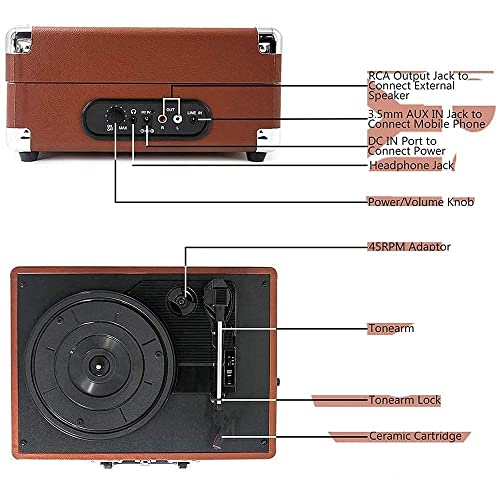 AURADO Tourne-Disque, Platine Vinyle avec 2 Haut-parleurs intégrés, Lecteur LP Vinyle Portable à 3 Vitesses, Sortie RCA… - Les Beatles, Paul McCartney, John Lennon, RIngo Starr, George Harrison AURADO Tourne-Disque, Platine Vinyle avec 2 Haut-parleurs intégrés, Lecteur LP Vinyle Portable à 3 Vitesses, Sortie RCA… – Image 5