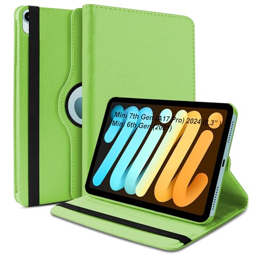 Image of TGK 360 Rotatable Smart Flip Cover for iPad mini 7 Case A17 Pro 2024, iPad mini 7th /6th Generation 8.3 inch (Green)