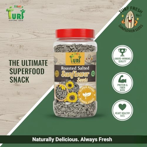 Image of Turf Fresh Roasted Salted Jumbo Sunflower Seeds,Surajmukhi Beej - The Ultimate Superfood Snack! A+ GRADE SEEDS Healthy Snacks (100G SeedShot)