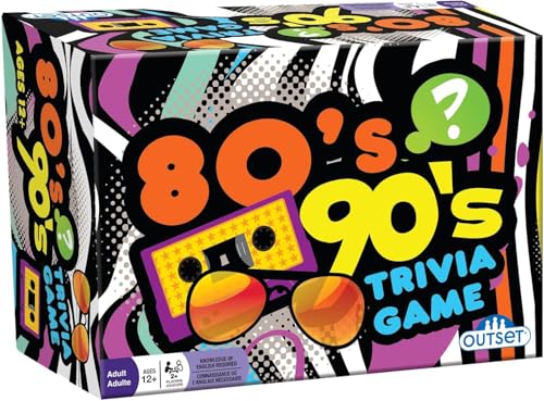 Outset Media - 80's 90's Trivia - Includes 220 Cards with Over 1200 Fun Questions and Answers - Ages 12+