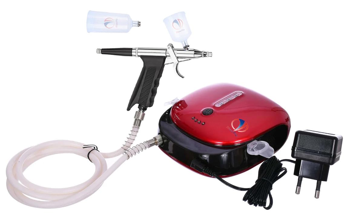 Mass Pro Air Brush with Mini Air Compressor (Dual Power Mode Option) for Make Up,Art,Tattoo,Cake Etc.