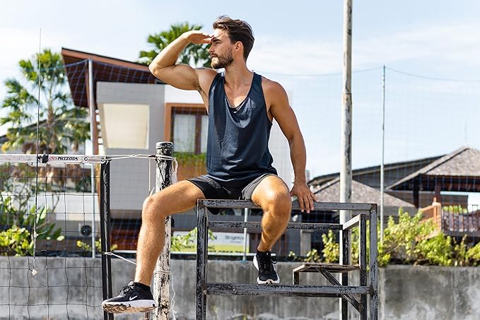 Image of frueo 3 Pack Running Muscle Tank Top for Men Quick Dry Workout Sleeveless Tops Breathable Y-Back Shirts Training Bodybuilding Vests