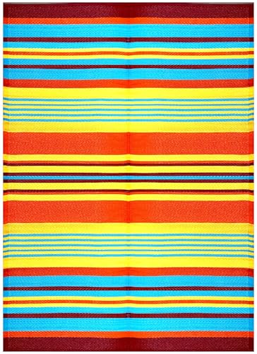 BalajeesUSA Outdoor Rug - 5x7 feet, Multi Color, Reversible, Portable, Recycled, Waterproof, Plastic straw beach picnic, RV camper mat 232