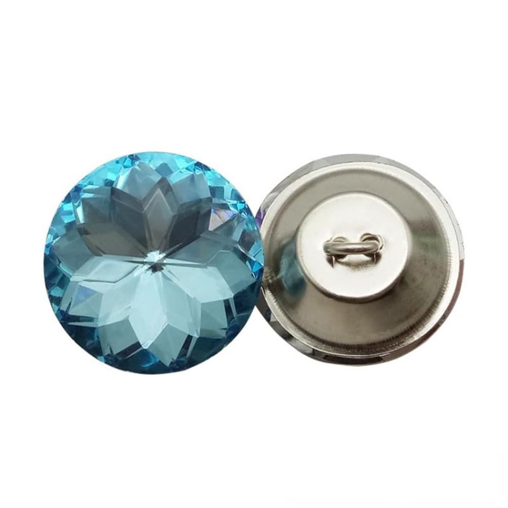 Tong Gu 10Pcs Rhinestone Crystal Glass Upholstery Buttons for Sewing DIY Decoration (Lake Blue,1 in(25 mm))