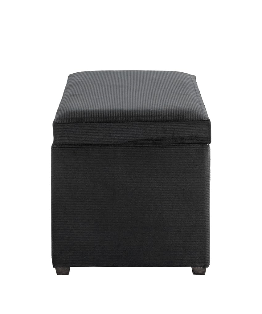 HAKU Sitztruhe schwarz, MDF, Textilgewebe Cord - Maße: B 58 cm x H 42 cm x T 39 cm, Style: Modern