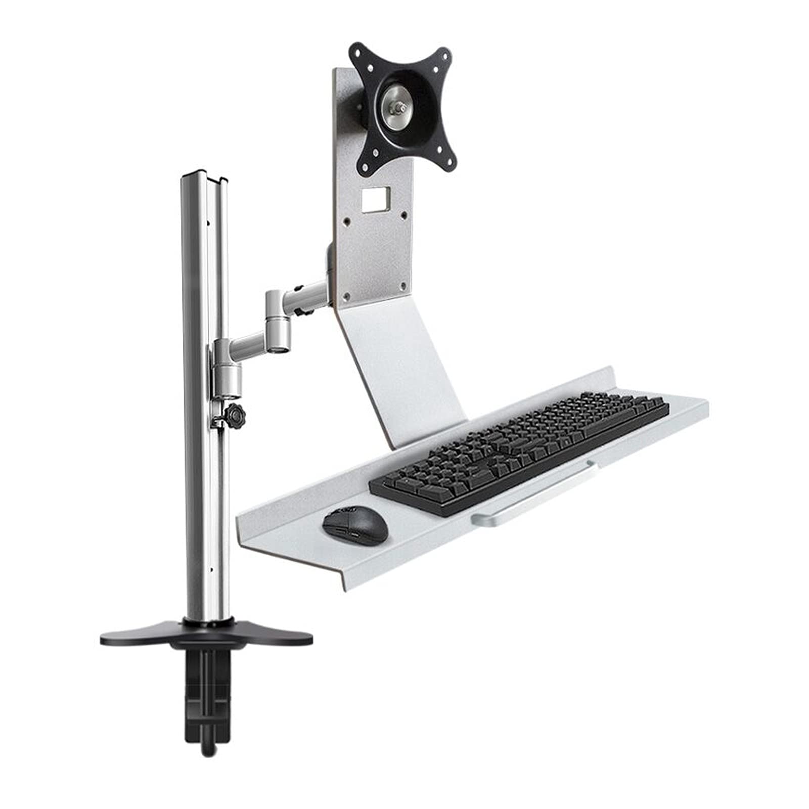 Aioneer Monitor Desk Mount 13"-27" Single Monitor Stand Wall-Mounted Monitor Mount Stand With Keyboard Tray Height Adjustable Monitor Mount, Holds Up To 17.6Lbs Computer Monitor -C-Clamp/Grommet Base