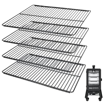 Hisencn Cooking Grates for Pit Boss PBV4PS2, Pit Boss Pro Series II 4-Series Vertical Wood Pellet Smoker, 4 Pieces Porcelain Steel Cooking Racks Replacement Parts for Pit Boss 10739