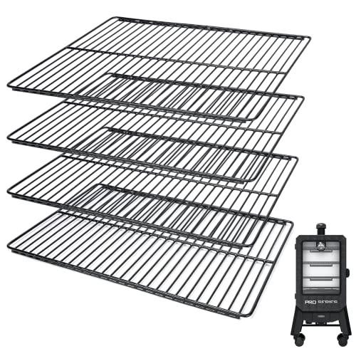 Hisencn Cooking Grates for Pit Boss PBV4PS2, Pit Boss Pro Series II 4-Series Vertical Wood Pellet Smoker, 4 Pieces Porcelain Steel Cooking Racks Replacement Parts for Pit Boss 10739