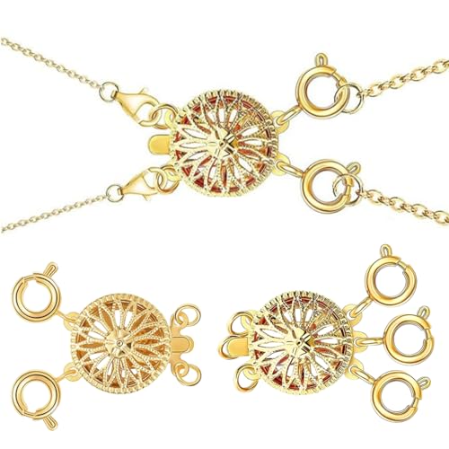 OUDQFCJ 2 Stück Ketten Layering Verschluss,Halsketten-Schichtverschluss-Trenner für Damen, Layering Kette Kettentrenner,Goldener Mehrere Verschlüsse für Stapelbare Halskettenketten