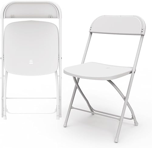 Miniatura 19 de SHGJ&SOFT Juego de 4 sillas plegables, asiento y respaldo de plástico, silla con marco de metal negro, adecuada para interiores y exteriores, 2-Negro