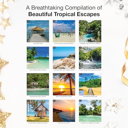 Image of RED EMBER Tropical Escapes 2026 Wall Calendar 12 Month | 12 inch x 24 inch Open | Thick & Sturdy Paper | Giftable | Nature Travel Calendar 2026