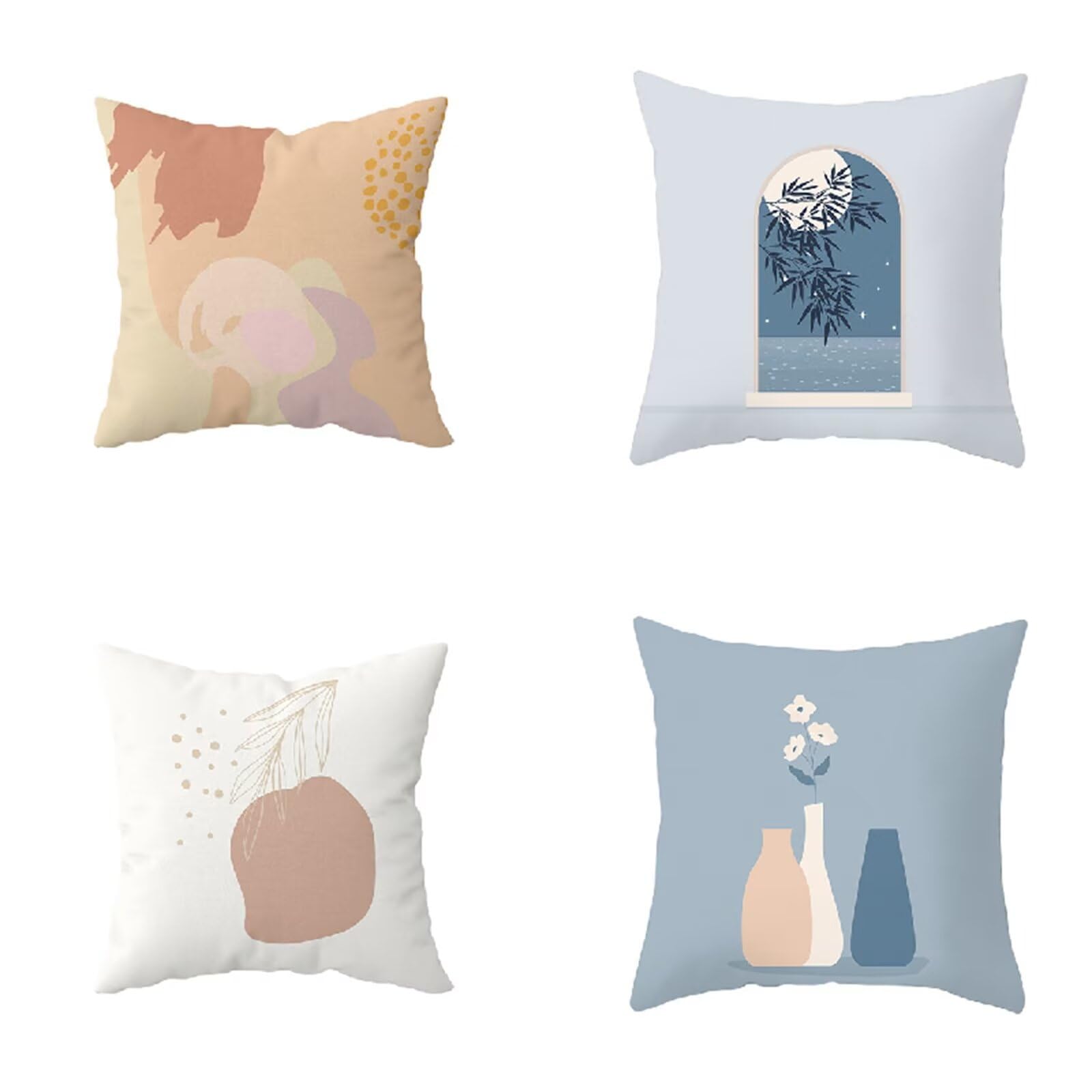 Federe Cuscini Divano 65x65cm,Set di 4 Grigio blu astratto Cuscini per Divano,Quadrato Doppio Lato Lino Esterni Copricuscini Divano,per Divano Soggiorno Sedia Letto Decorativo Cuscini Divano ZW1-11