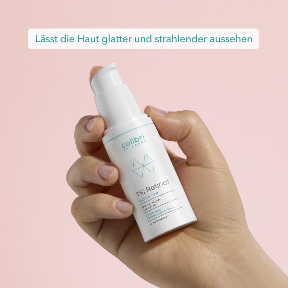 colibri skincare 1% Retinol Booster 30ml - Retinol Serum lässt die Haut glatter und strahlender aussehen - liposomal verkapseltes Retinol für sichtbare Ergebnisse - Made in Germany