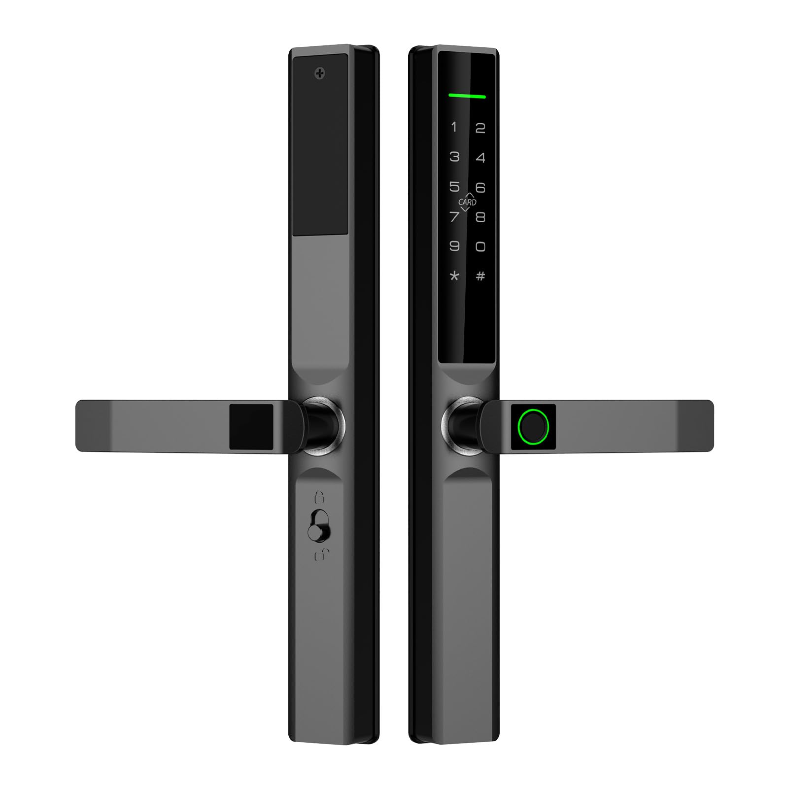 Cryfokt Cerradura Inteligente para Exteriores, Huella Digital, Contraseña, Tarjeta, Llave, WiFi, Cerradura con Cerrojo para Seguridad de Puerta Principal, con de Alerta, Control de (BLACK)