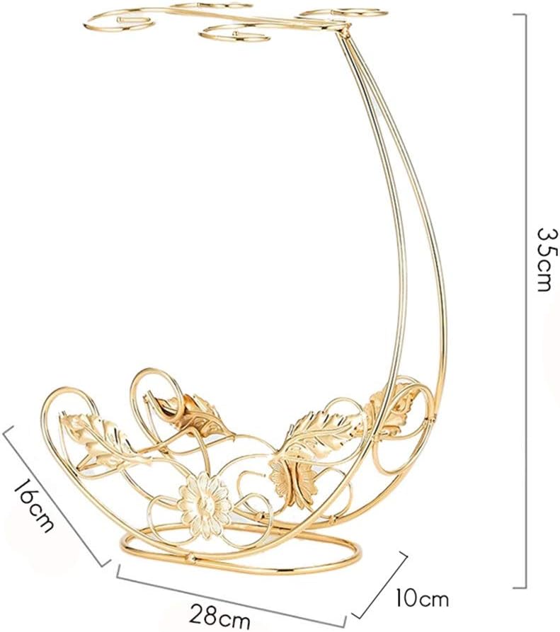 Tabletop Wine Rack Stemware Holder Holds 1 Bottle and 4 Glasses Freestanding Countertop Wine Glass Display Rack-Golden