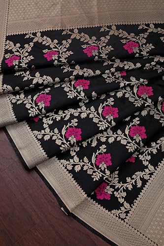 Image of DEVANGI Women's Woven Jacquard Banarasi Silk Printed Dupatta /Chunni with Meena Work, Width 1 Meter, Length 2.5 Meter
