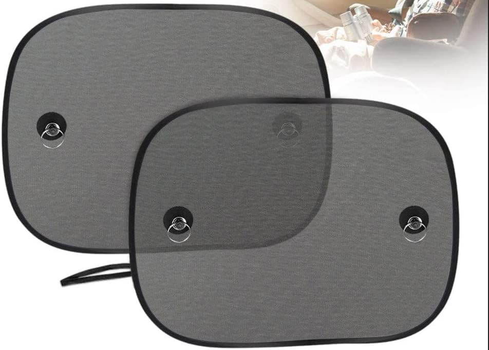 Car Window Shade, Car Side Window Sun Shade for Baby with Suction Cups, Double-Layer Mesh Sun Block to Protect Kids Pets from Sun/UV Rays, Fits Most Cars/SUVs(2 Pack)