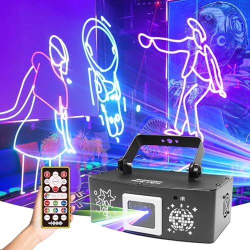 Image of 3D Animated RGB Laser DJ Light - Full-Color Scanning Beams, 200+ Patterns, 15K High-Speed Scanner, Pattern Size Control, Sound Activated DMX512 & Remote for Clubs, DJs & Parties | Flashback Events