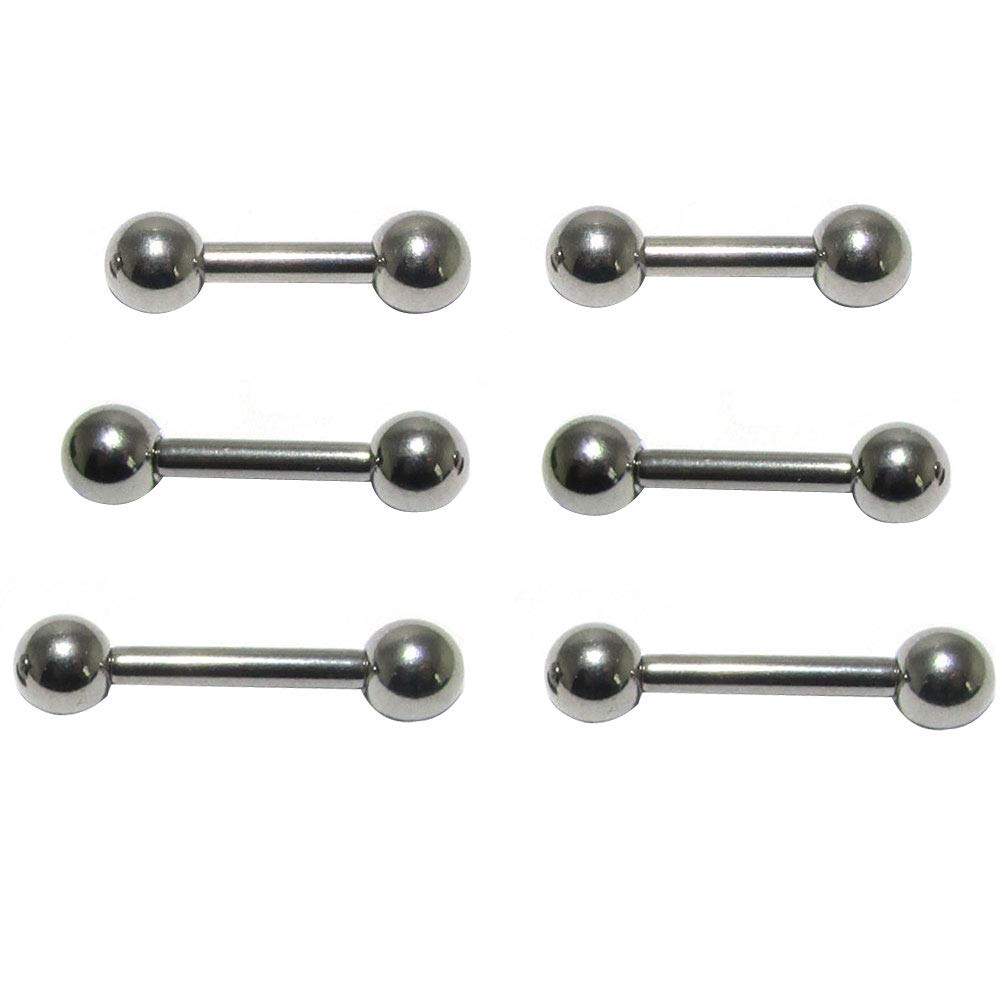 NewkeepsR20G/18G/16G/14G/12G/10G Steel Externally Threaded Tongue Ring Nipple Barbell Bar Body Piercing