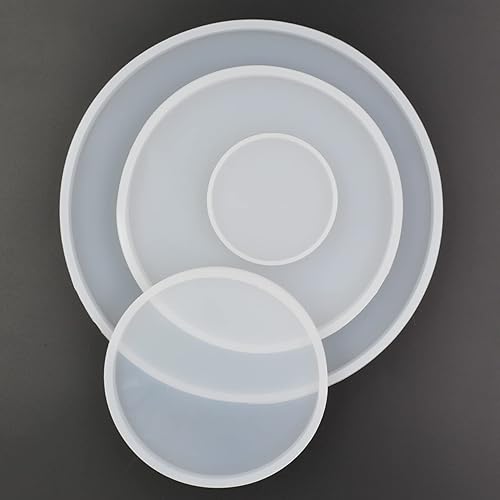 Miniatura 3 de Molde epoxi de forma redonda de 4 unidades de diámetro 7.1 in, 5.1 in, 3.9 in, 2.4 in redondo grande y pequeño Coastr DIY molde de silicona de
