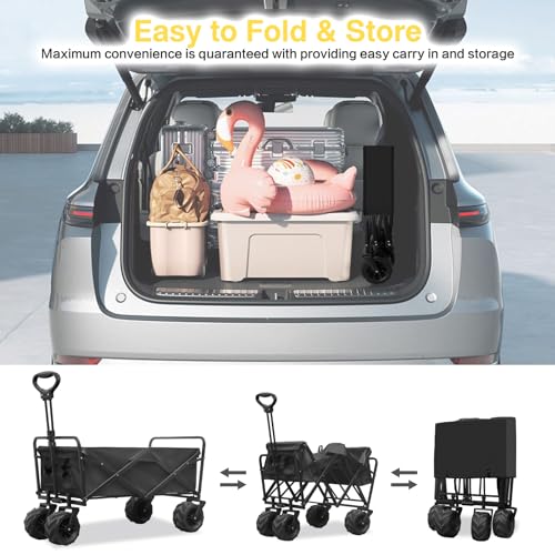 Vagão dobrável dobrável, carroça dobrável resistente com capacidade de peso de 181 kg, carrinho de p