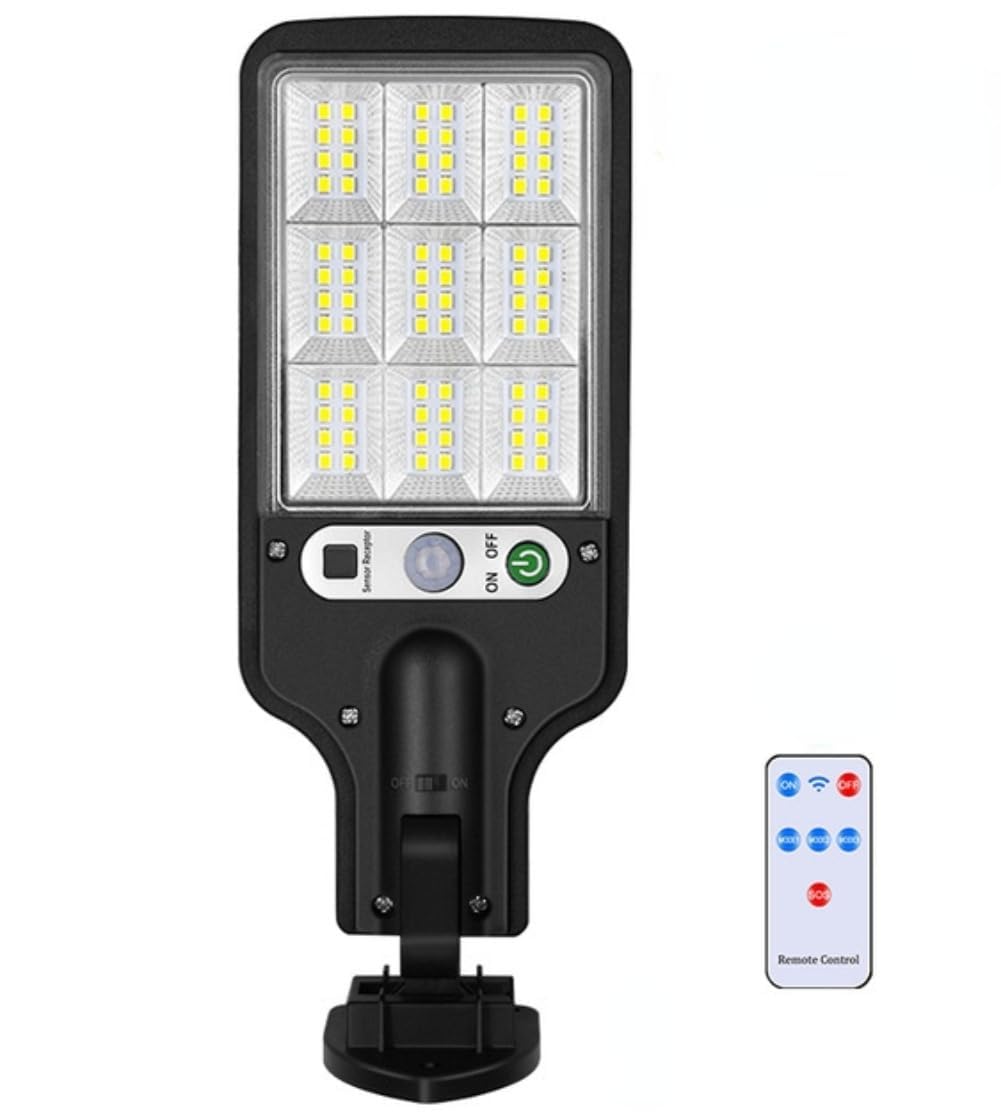 LED Solar Light Outdoor Garden PIR Motion Sensor 3 Modes Lamp Security Street Lamp Wall Yard (with remote,E)