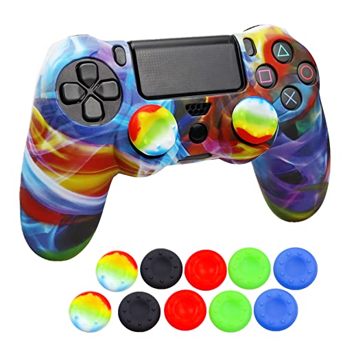 Image of Skin for Ps4 Controller, 1pc Anti-Slip Shell Cover Case with 10 Joystick Grips Silicone Cover Sticker for PlayStation 4 Controller(PS4 Controller #15)