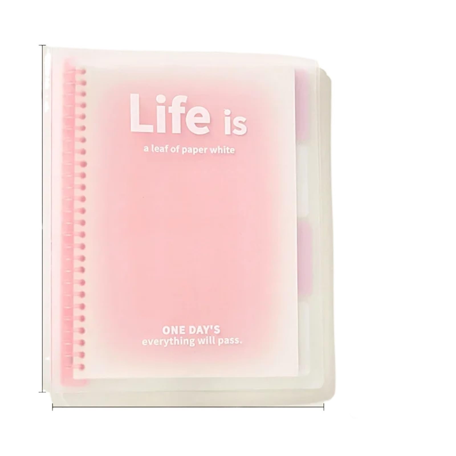 Transparentes Ringbuch-Notizbuch mit Farbverlauf, Haftnotizbuch, Tagebuch, Notizbuch, geeignet for Studenten(B5 PINK)