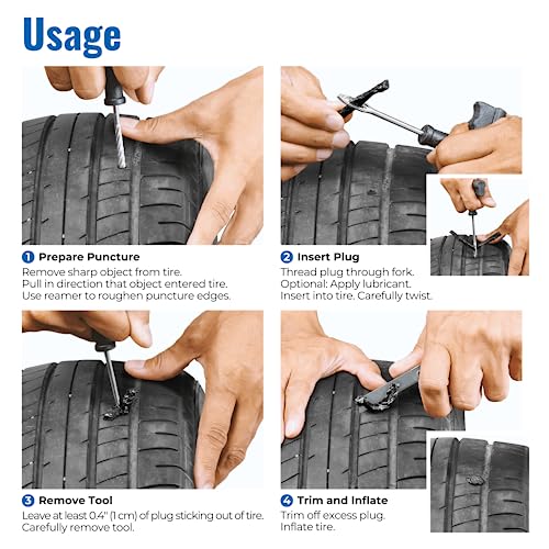 Tirellix Flat Tire Repair Kit (with Trimmer) - 24 Piece Tire Puncture Repair Kit for Car, Auto, Emergency Tire Repair Tools and Tire Plugs in Zippered Organizer Carry Case, for Tubeless Tires - Image 4