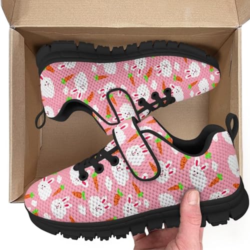 Boys Girls Sneakers Kids Breathable Lightweight Strap Tennis Athletic Running Shoes Cute Rabbit Pattern2
