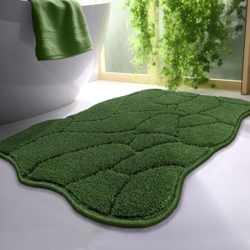 Bathroom Rugs 32x20 Inches Bath Mats Non Slip Extra Soft Absorbent Microfiber Shower Bath Rugs Mats Carpet for Bathroom Floor Decor Machine Washable (Forest Green)