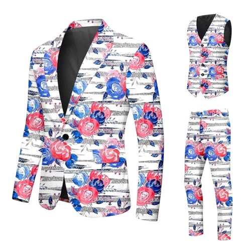 Smoking floral 3 pièces costume homme pour mariage et bal
