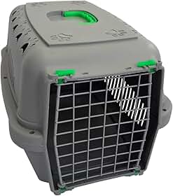 Caixa Transporte Pet Tamanhos Grande Pequena Média para Cachorros Cães Gatos Coelhos, Modelos N1 N2 N3 com Portinha de Aço Resistente (Verde,Nº 1 - Animais até 5Kg)