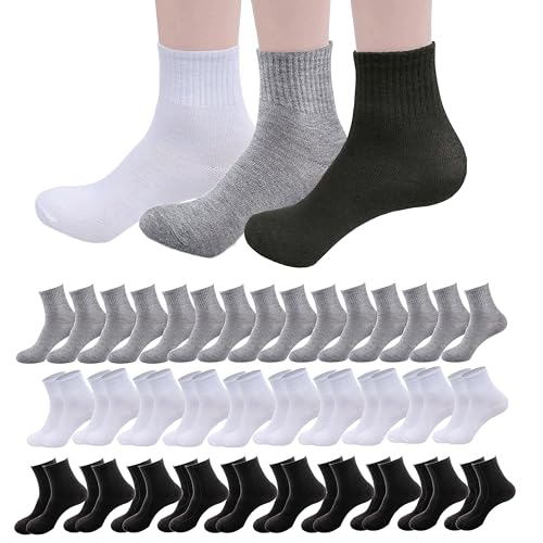 30 Pairs of Thin Crew Socks for Men & Women - Breathable Casual Socks in Bulk - Moisture-Wicking Socks (30 Pairs Mixed)