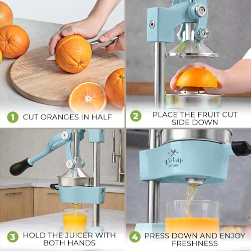 Image of Zulay Kitchen Cast Iron Juicer - Heavy Duty Manual Juicer with Detachable Strainers for Easy Cleaning, Orange Juice Press for Citrus Fruits, Perfect for Bartenders, Juice Lovers & Health Enthusiasts