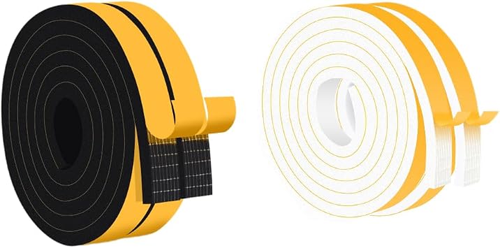 13 Ft High Density and 13 Ft High Density Weather Stripping Door Seal Strip, Soundproofing Weatherproof, Foam Seal Tape for Doors & Windows, 1In x 3/8In,3/4In x 3/8In