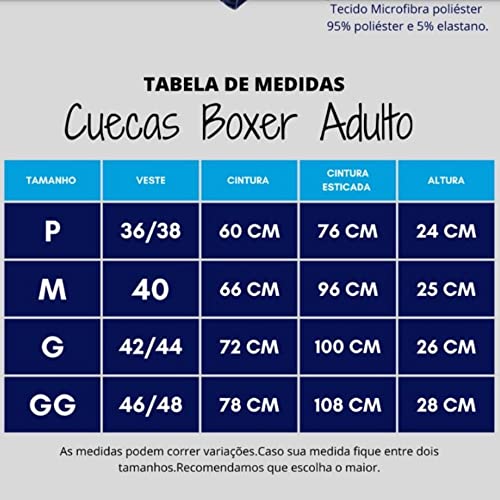 Cueca boxer microfibra homem adulto estampada Cor:Sortido;tamanho:P