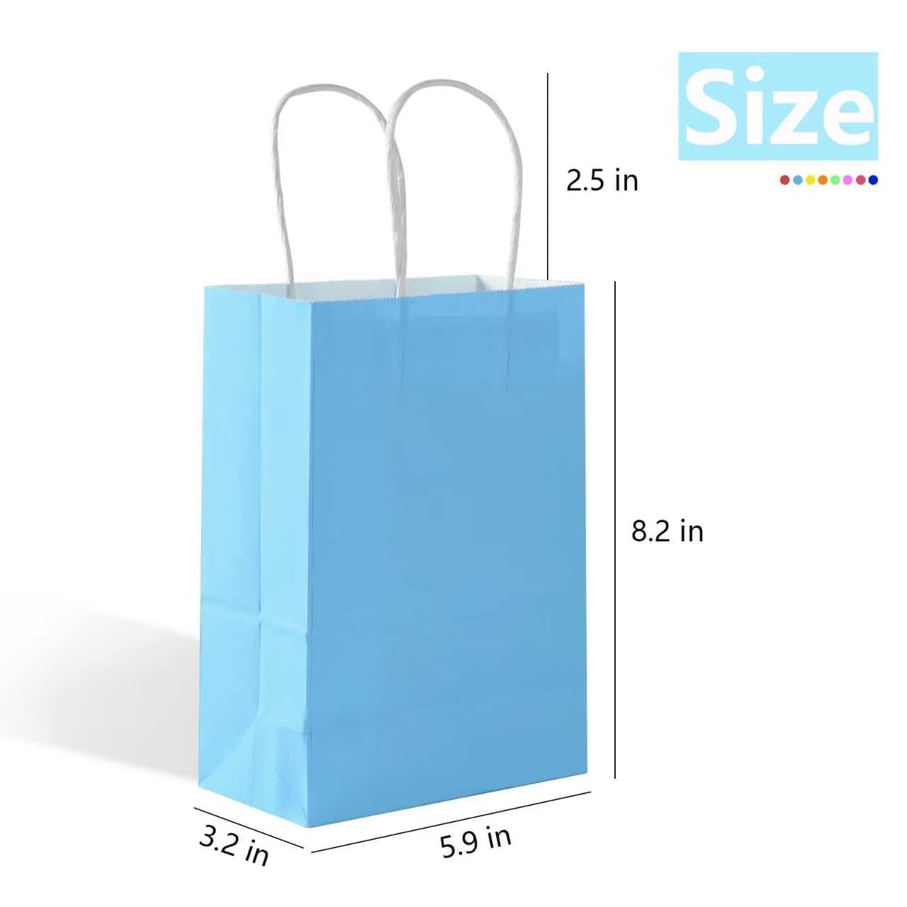 Yasashii Pequeñas bolsas de regalo con asas, 24 unidades, 8 colores, de papel kraft, bolsas de regalo para fiestas, bolsa de regalo de arcoíris, para Navidad, cumpleaños de niños, suministros de