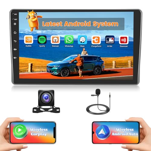 Hikity 2G+64G Android Radio Coche para Fiat Panda 2003-2012 con Pantalla Táctil de 9 Pulgadas, Radio 2 DIN con Carplay Android Auto Wireless RDS/FM BT Radio GPS WiFi + Cámara Trasera + Mic