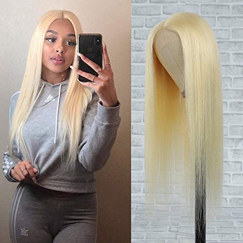 YUONSEE 613 Blonde Lace Front Wig Human Hair 16" 13x1 Middle Part Lace Wig with Baby Hair 9A Brazilian Straight Blonde Human Hair Wigs for Black Women 150% Density