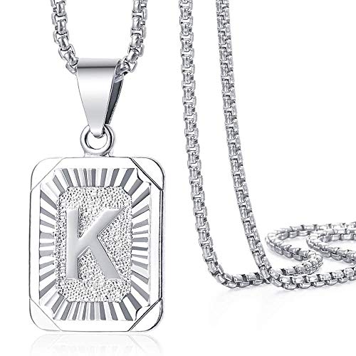 Collier lettre initiale Trendsmax en acier et pendentif majuscule plaqué or pour homme et femme