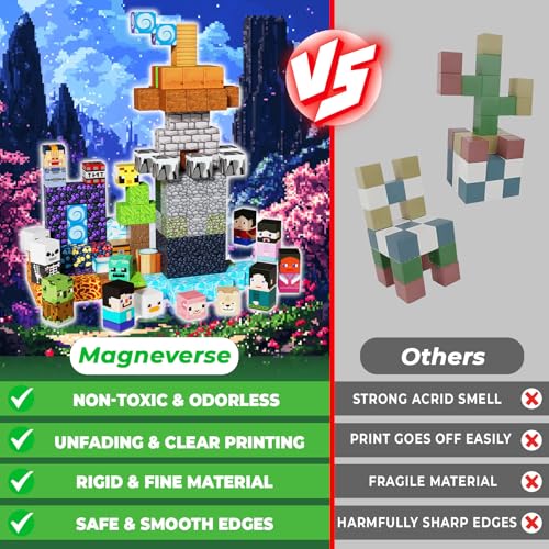 Image of 200 PCS 0.8in Magnetic Blocks - Magnet Toys, Magnetic Building Blocks Cubes, Stacking Magnets, School STEM Toys Birthday Gifts for Boys and Girls Age 3+ Years Old (Theme: Adventure World)